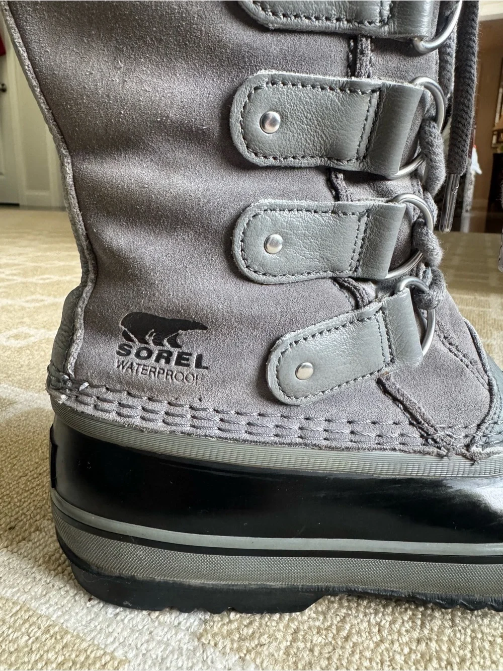 Sorel Joan of Arctic Waterproof Insulated Snow Boots Quarry Gray Black Size 8